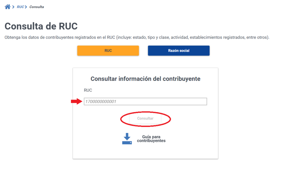 Consulta de ruc sri